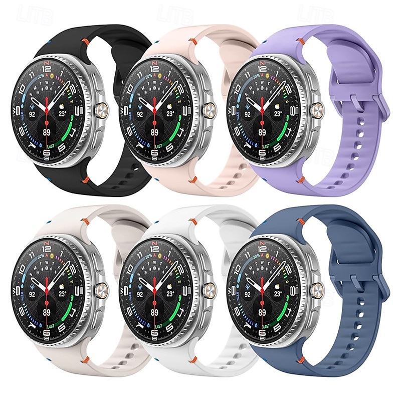 6 Pack Watch Band for Samsung Galaxy Watch 8 40/44mm Watch 8 Classic 46mm Silicone Replacement  Strap Cute Women Men Sport Band Modern Buckle Wristband4