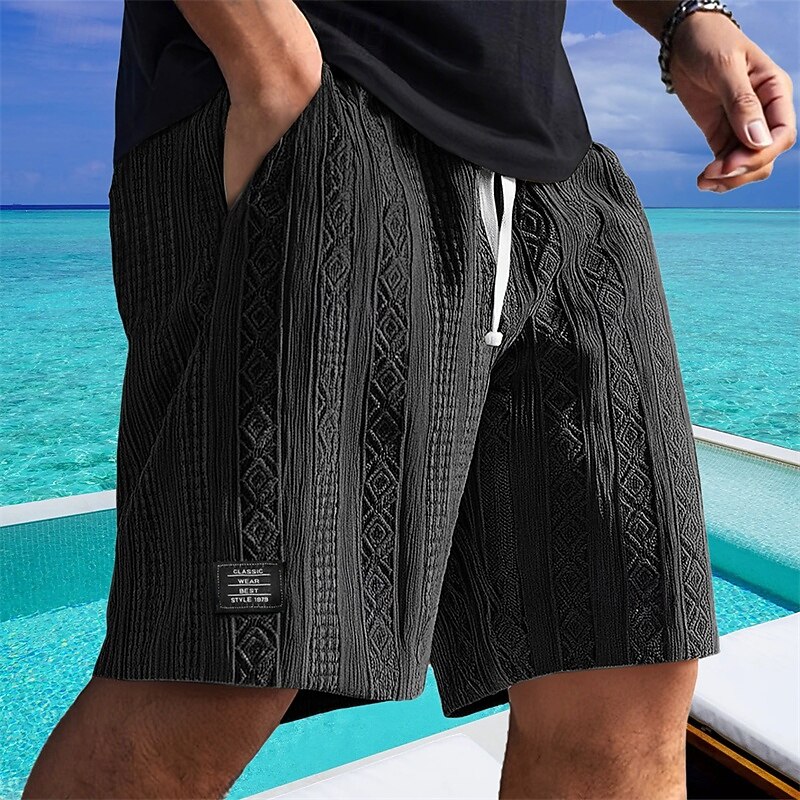 Men's Shorts Summer Shorts Casual Shorts Pocket Elastic Waist Drawstring Plain Comfort Breathable Short Outdoor Vacation Sport Casual Black White4