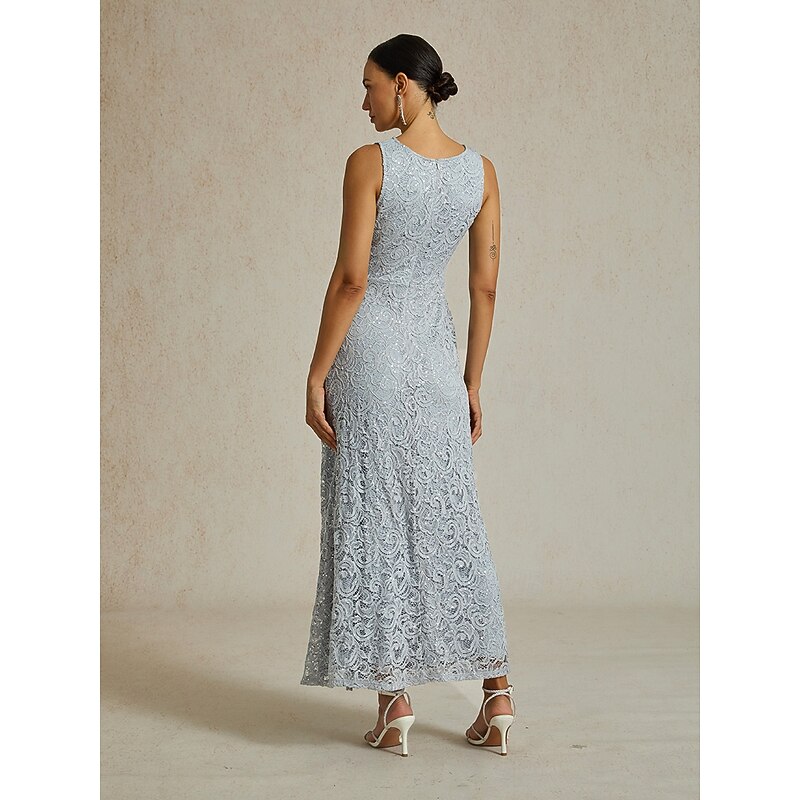 Women's Maxi Dress Sheath Dress Elegant Party Birthday Solid Color Sleeveless Crew Neck Gray Summer2