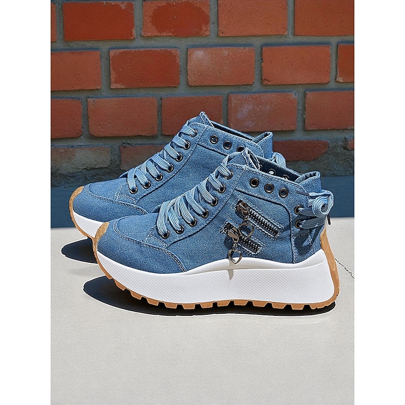 Women's Canvas High-Top Sneakers – Casual Platform Lace-Up Shoes for Street Style, Travel and Weekend Activities3