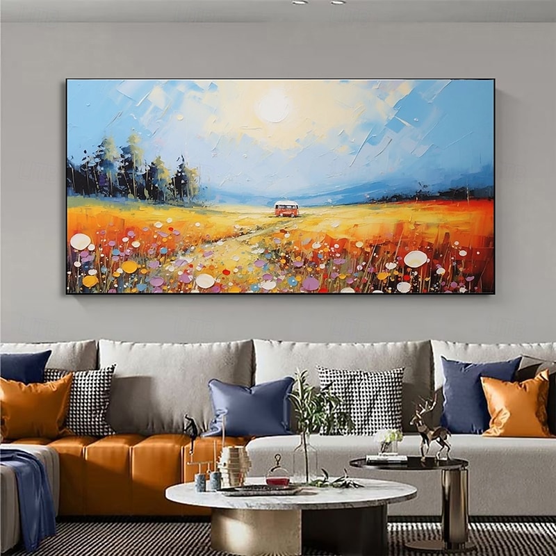 Handmade Oil Painting Canvas Wall Art Decoration Modern Abstract Beautiful Rural Landscape for Living Room Home Decor Stretched Frame Hanging Painting/Rolled Frameless Unstretched Painting