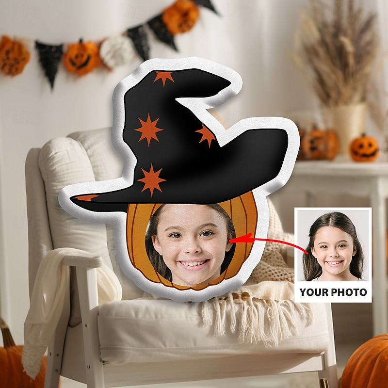 Halloween Custom Face Pillow Personalized Photo Minime Throw Pillow Humanoid Cushion Funny Gag Anniversary Gift For Him & Her Mini Me Doll Toy