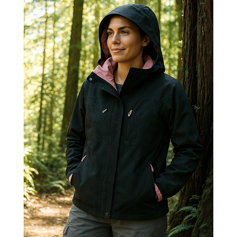 Women's Windbreaker Hiking Jacket rain coat Outdoor Waterproof Windproof Lightweight Hiking Outfits Hiking Clothes Spring Autumn / Fall Top Camping / Hiking / Caving Running Black3