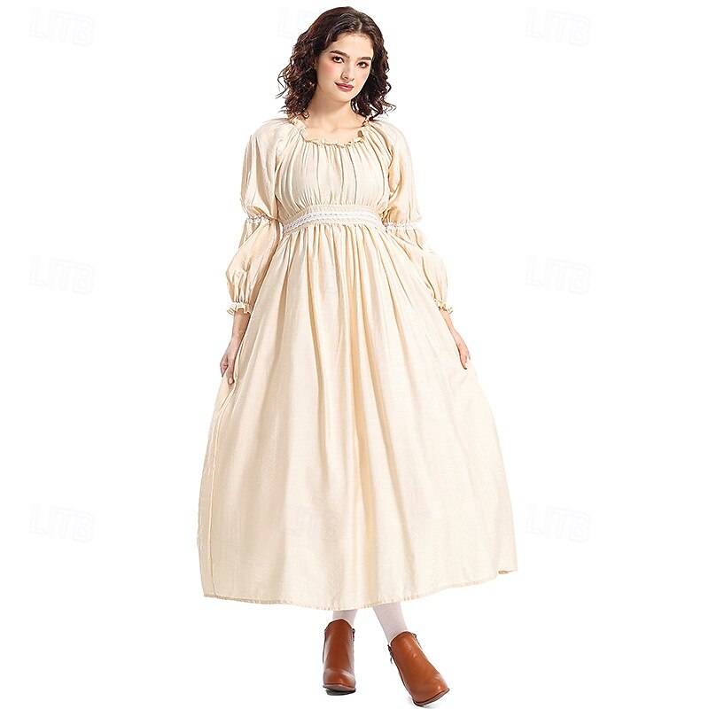 19th Century 1800s Old West Prairie Dress Pioneer Fancy Dress Women's Halloween Carnival World Book Day School Event Dress Up Historical reenactment Adults Dress Apron Headwear All Seasons4
