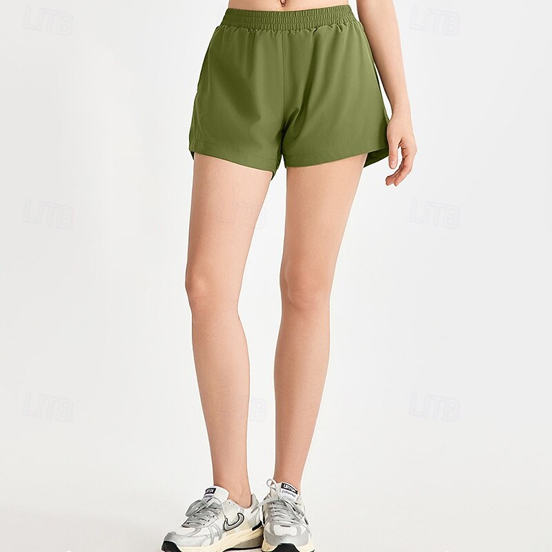 Women's Workout Shorts Sports Shorts 2 in 1 High Waist Gym Volleyball Workout Bottoms Solid Color Black Blue Green Sports Activewear2