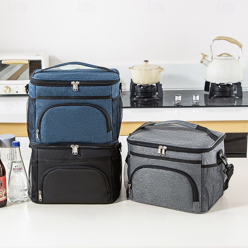 Lunch Bag for Women and Men for Back to School Office Picnic Hiking Beach Large Capacity PEVA Waterproof Insulated Cooler Bag Portable Bento Tote Lunch Box Carrier3