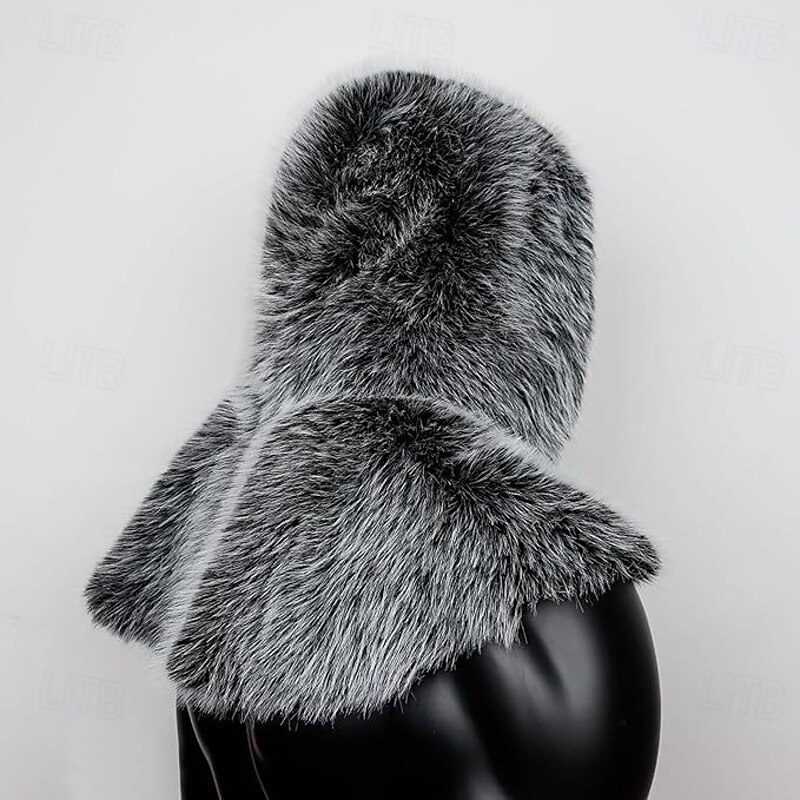 Retro Vintage Medieval Renaissance Hooded Shawls Faux Fur Costume Warrior Viking Fancy Dress Men's Halloween Carnival Performance Party LARP Adults Shawl2