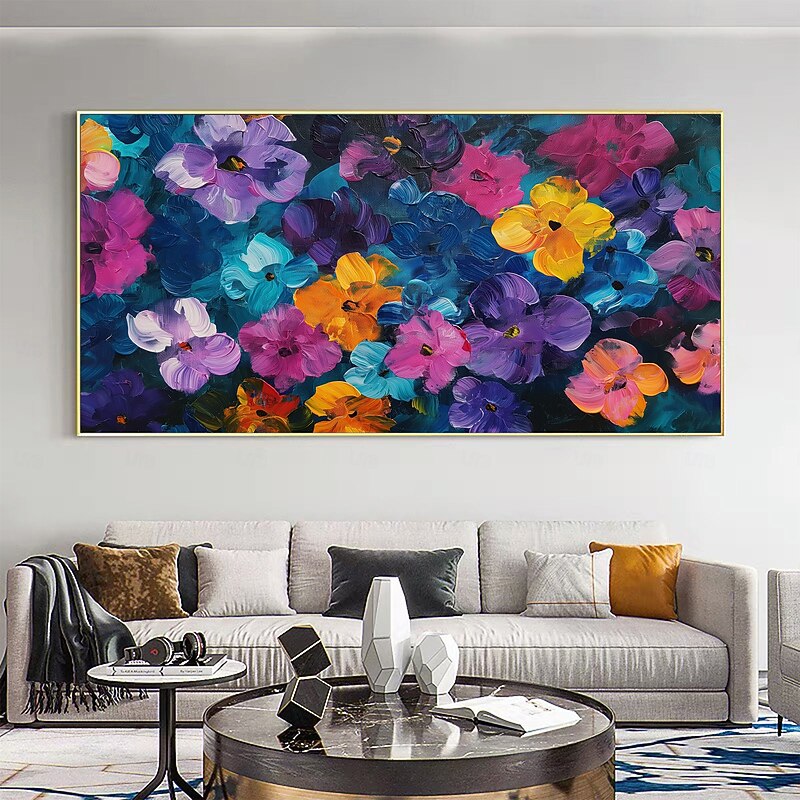 Handmade Oil Painting Canvas Wall Art Decoration Abstract Colorful Flower Painting Floral Landscape Painting for Home Decor Rolled Frameless Unstretched Painting2