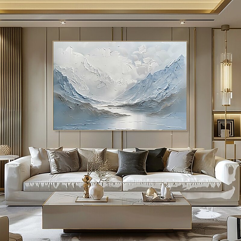 Handmade Oil Painting Canvas Wall Art Decoration Modern Abstract Mountains Rivers Natural Scenery for Home Decor Stretched Frame Hanging Painting /Rolled Frameless Unstretched Painting4