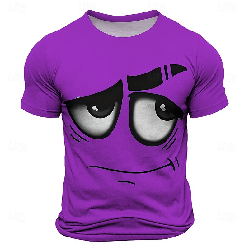 Men's Optical Illusion 3D T Shirt Short Sleeve T shirt 3D Print Crew Neck Shirt Fashion Exaggerated Daily Party Street Casual Blue Purple Orange Summer Spring All Seasons Clothing Apparel S M L XL3