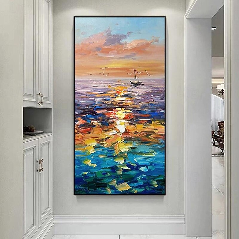 Abstract Oil Painting Modern Art Decorative Painting Hand Painted Abstract Sea Thick Oil On Canvas Painting For Home Hotel Decor (No Frame)3