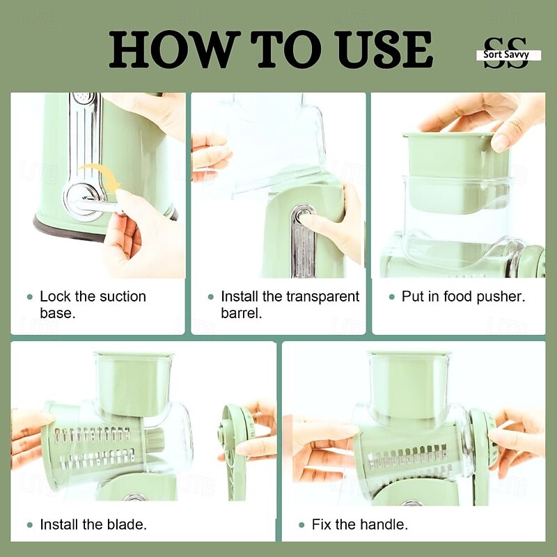 5 in 1 Rotary Cheese Grater with Handle, Rotary Grater, Vegetable Slicer, Carrot Grater, Nut Grinder and Chocolate Shaver2