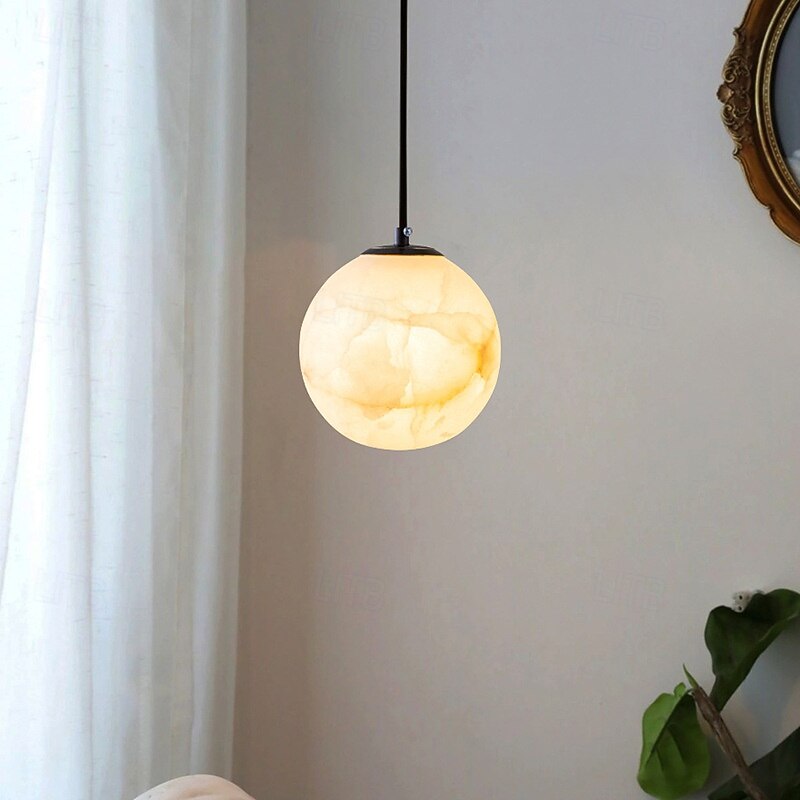 Artistic Marble Globe Pendant Light, Vintage Copper - Accent, 12cm Height, Warm White/White Light, G9, Adjustable Chain