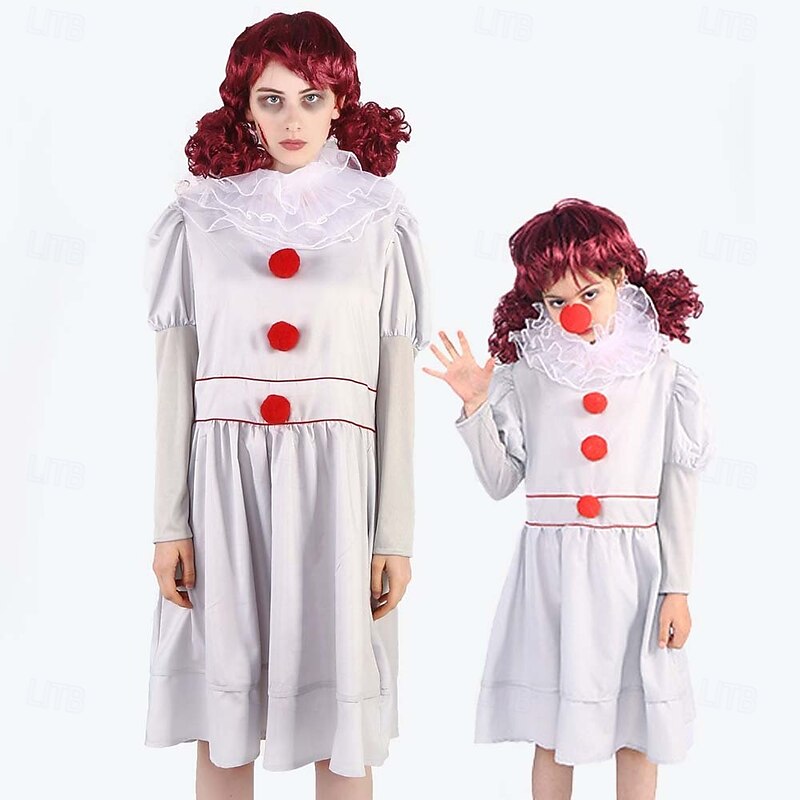 Clown Pennywise Halloween Dress Halloween Group Couples Costumes It Horror Scary Costume Kid's Adults' Men's Women's Boys' Halloween Carnival Performance Party Easy Halloween Costumes Dress Up2