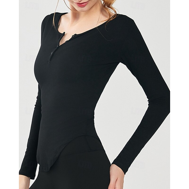 Women's Running Top Sports Sweatshirt Long Sleeve Top Athleisure Solid Colored Cotton Breathable Outdoor Running Yoga Sportswear Activewear Black Yellow Pink4