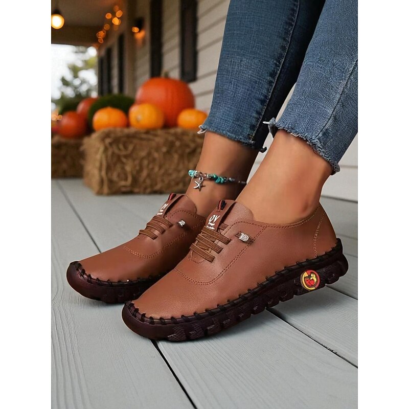 Women's Red Soft Faux Leather Loafers – Flexible Slip-On Comfort Walking Shoes for Casual Outings, Travel and Weekend Shopping2