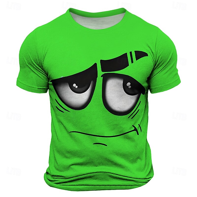 Men's Optical Illusion 3D T Shirt Short Sleeve T shirt 3D Print Crew Neck Shirt Fashion Exaggerated Daily Party Street Casual Blue Purple Orange Summer Spring All Seasons Clothing Apparel S M L XL4