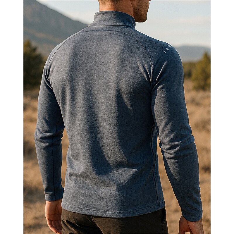 Men's Workout Shirt Running Top Quarter Zip Long Sleeve Top Fall Solid Colored UPF 50 Quick Dry Lightweight Moisture Wicking Fishing Hiking Running Sportswear Activewear Dark Grey Black White2