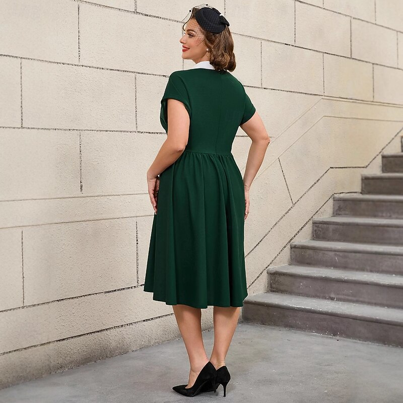 Retro Vintage 1950s Rockabilly Midi Flare Dress Plus Size A-Line Fancy Dress Women's Vacation Homecoming Party & Evening Adults Dress Spring & Summer3