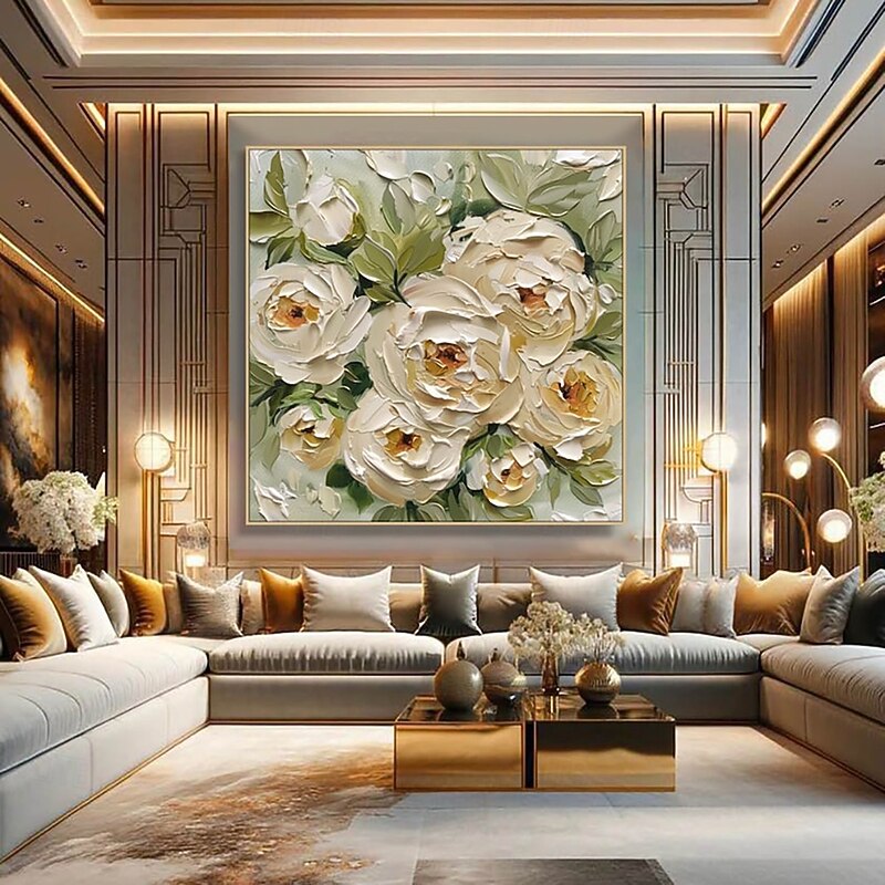 Handmade Oil Painting Canvas Wall Art Decoration Modern Abstract 3D Palette Knife Flowers for Home Decor Stretched Frame Hanging Painting/Rolled Canvas (No Frame)2