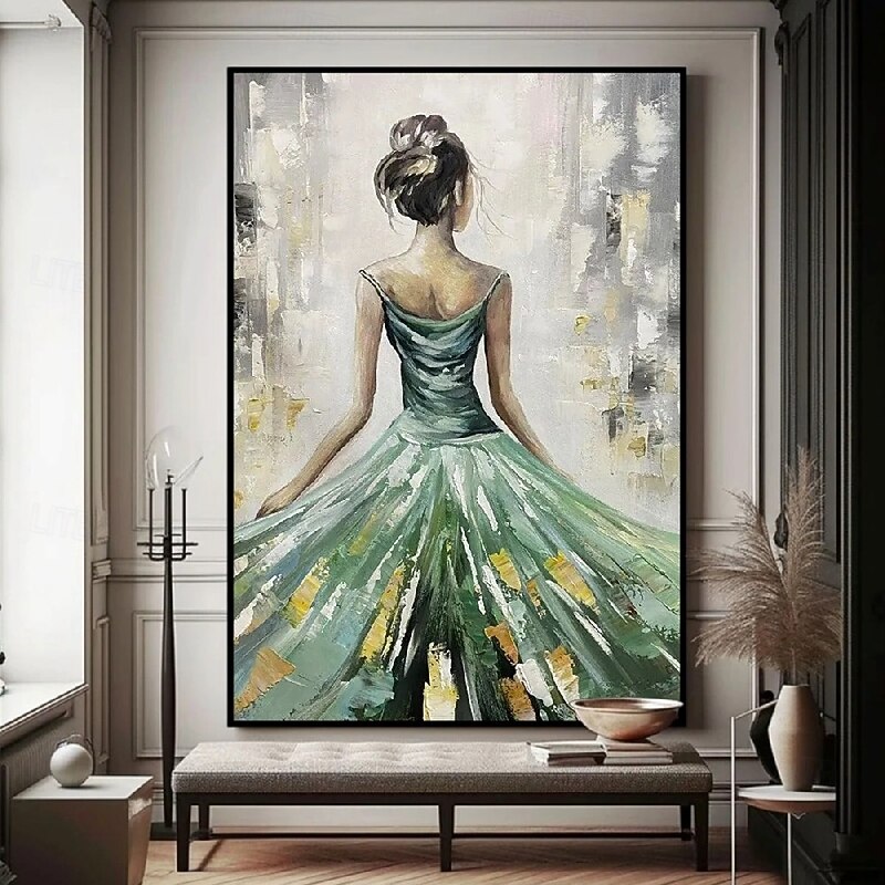 Hand Painted Wall Art Portrait Woman Oil Painting On Canvas Custom Vintage Female dancer girl oil Painting Living Room Wall Decor Modern Wall Art Home Decoration Decor ready to hang or canvas3