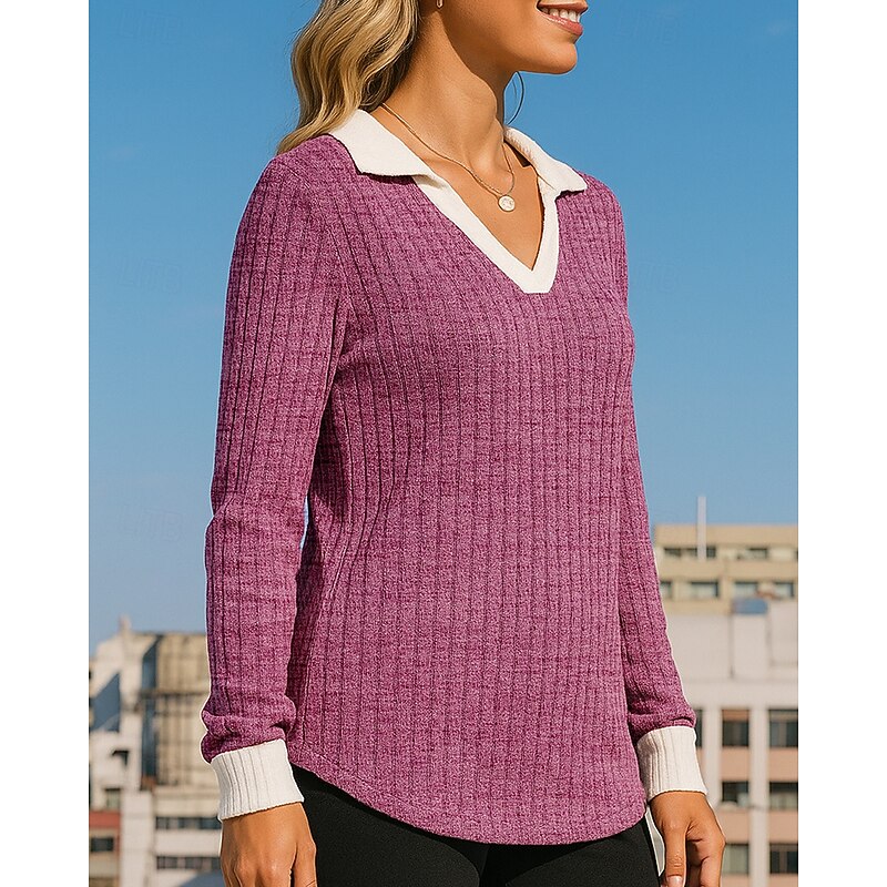 Women's Pullover Sweatshirt Casual Tops Long Sleeve Top Athleisure V Neck Solid Colored Sun Protection Windproof Gym Outdoor Running Sportswear Activewear Black Pink Red3