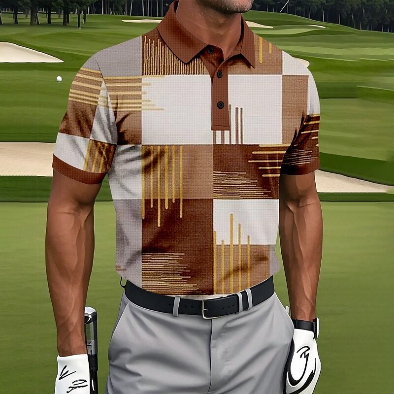 Men's Color Block Golf Polo Sports Polo Shirts Short Sleeve Polo Shirts Collared Shirts Casual Athleisure Buttons Summer Red Blue Purple2