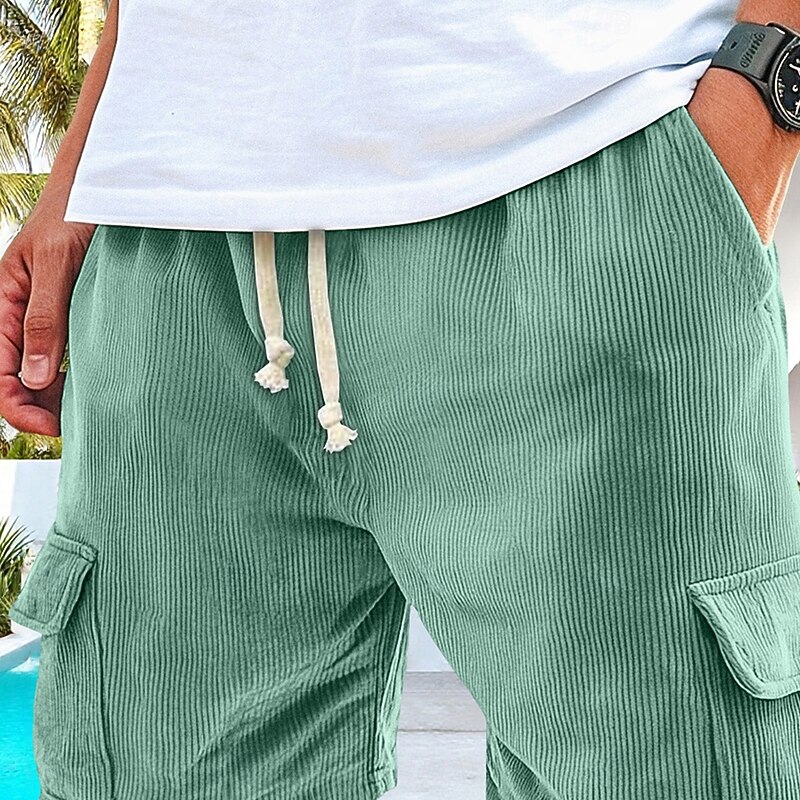 Men's Cargo Shorts Sweat Shorts Shorts Bermuda shorts Beach Shorts Elastic Waist Drawstring Multi Pocket Plain Comfort Sports Knee Length Outdoor Daily Running Vacation Ethnic Style Black Pink2