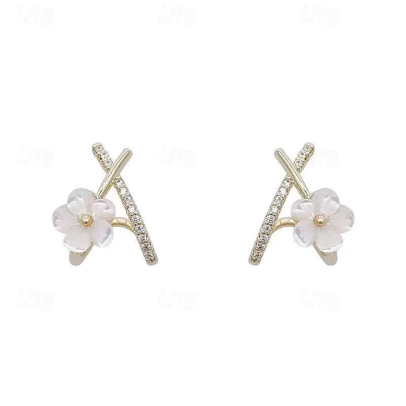 Women's Stud Earrings Tropical Joy Flower Shape Tropical Earrings Jewelry Gold For Party2