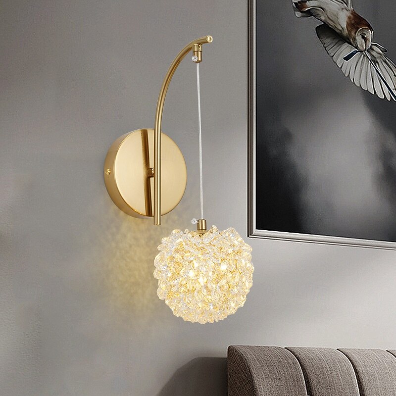 Crustal Wall Sconces Gold 1/2 Light Wall Sconce, Modern Wall Light Fixtures, Farmhouse Wall Sconces with Clear Glass Shade, Wall Lights for Living Room, Bedroom, Stair, Bathroom, Hallway 110-240V3