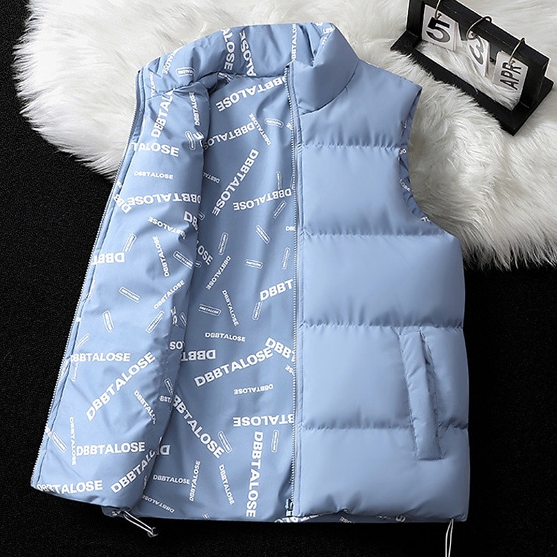 Men's Hiking Vest Puffer Vest Reversible Vest Sleeveless Vest Outdoor Thermal Warm Winter Pocket Polyester Black Blue Khaki Hunting Fishing Climbing