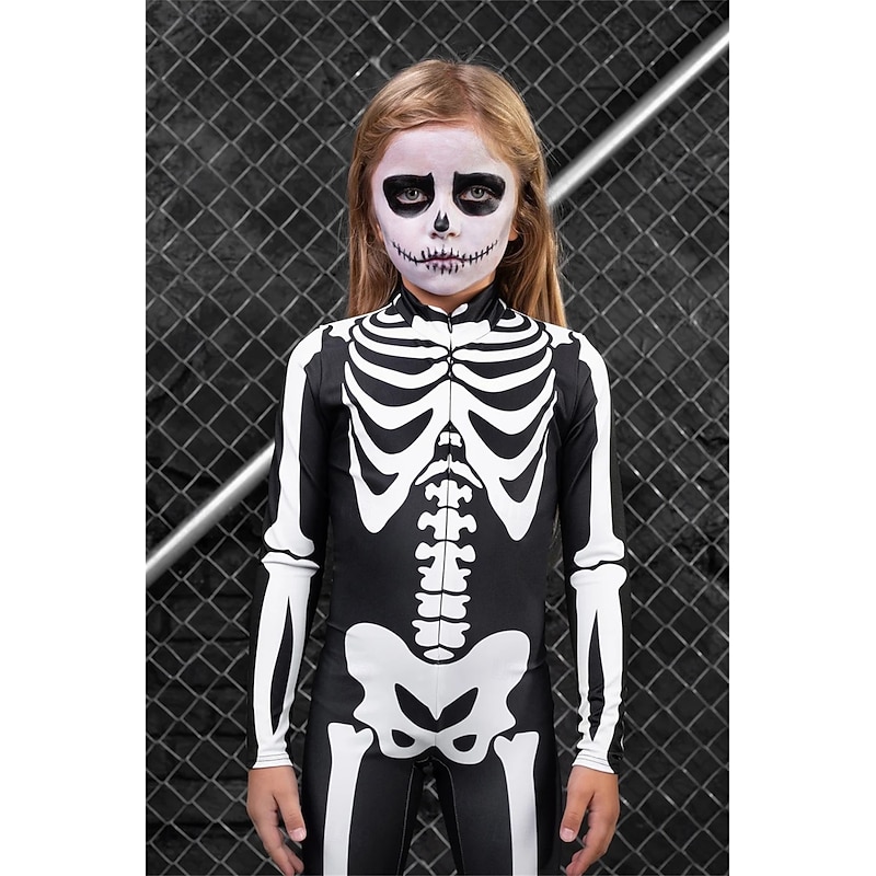 Skull Skeleton Bodysuit Halloween Group Couples Costumes Full Body Catsuit Scary Costume Men's Women's Boys' Kid's Adults' Performance Party Club Halloween Carnival Day of the Dead Easy2