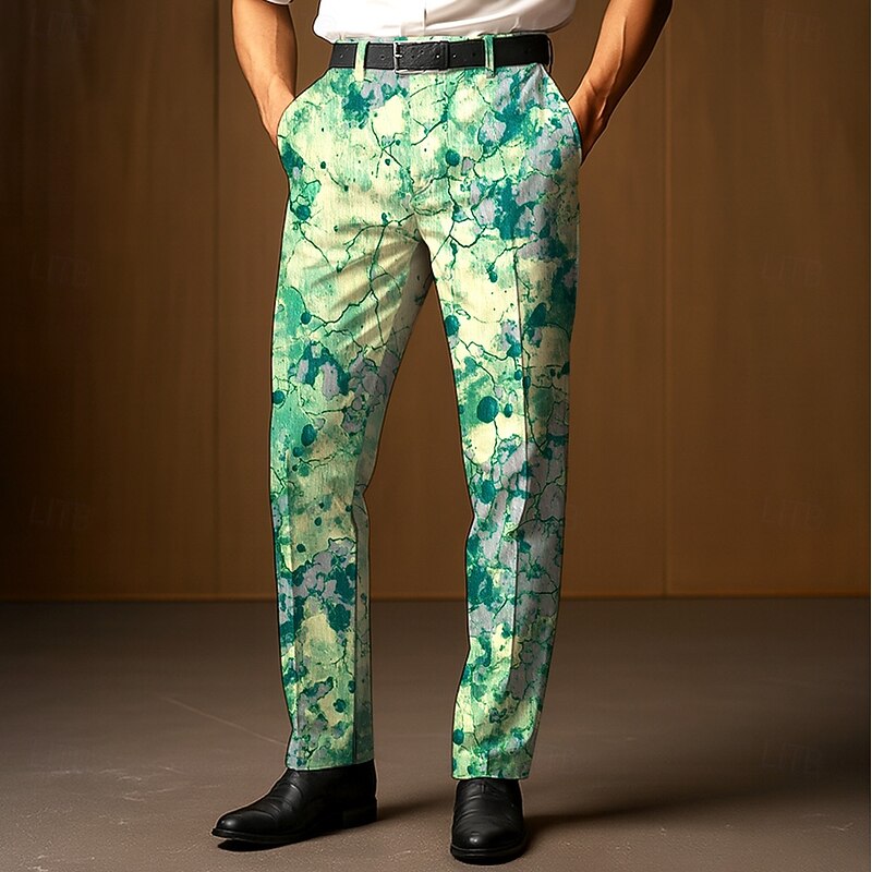 Men's Dress Pants Trousers Suit Pants Gradient Color Abstract Art Full Length Outdoor Vacation Fashion Casual Yellow Blue Micro-elastic3