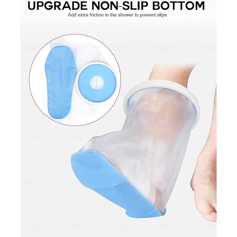 Waterproof Foot Cover for Shower Adult, Foot Cast Covers with Non-Slip Padding Bottom, Watertight Ankle Foot Cast Protector for Surgery Bandage Dressing Wound, Reusable4