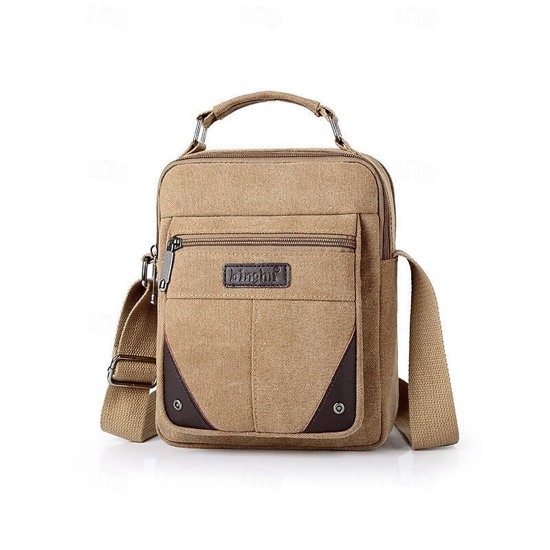Men's Water-Resistant Canvas Crossbody Messenger Bag with Scratch-Resistant Design, Casual Vintage Style Shoulder Bag for Outdoor, Travel and Daily Use