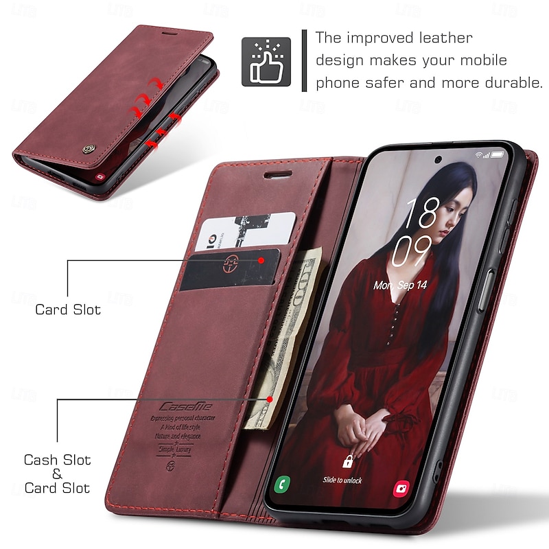 Phone Case For Samsung Galaxy A56 A36 A26 A16 A06 A55 5G A35 5G A25 A15 A24 Flip Cover Kickstand Shockproof TPU PU Leather3