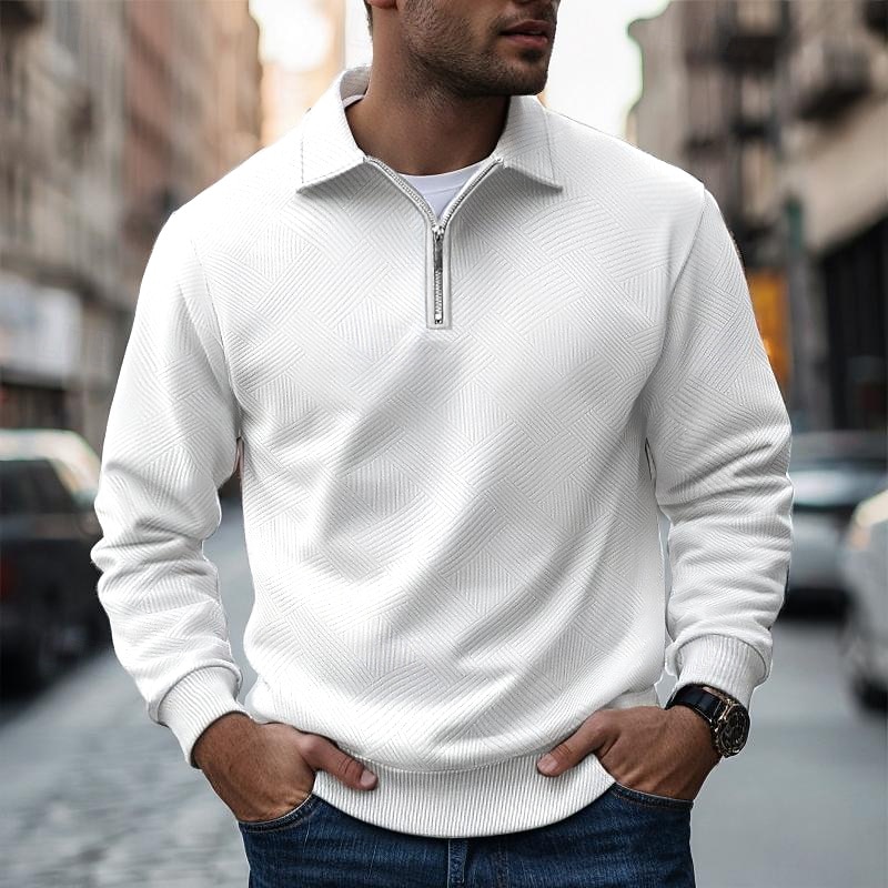 Men's Sweatshirt Quarter Zip Sweatshirt Black White Navy Blue Khaki Gray Lapel Plain Zip Up Front Pocket Textured Sports & Outdoor Casual Daily Streetwear Cool Designer Fall Clothing Apparel Hoodies2