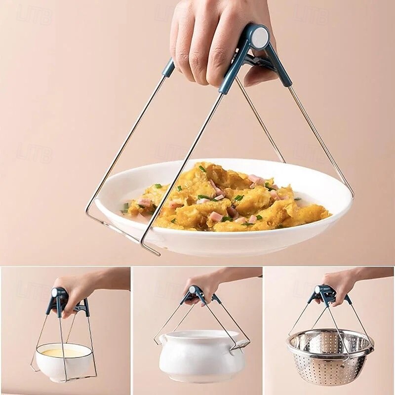 Anti-scalding Clip Set, Stainless Steel Plate Bowl Gripper, Non-slip Steamer Tray Lifter Tongs, Heat Resistant Dish Clamp Tool for Kitchen Home Use4