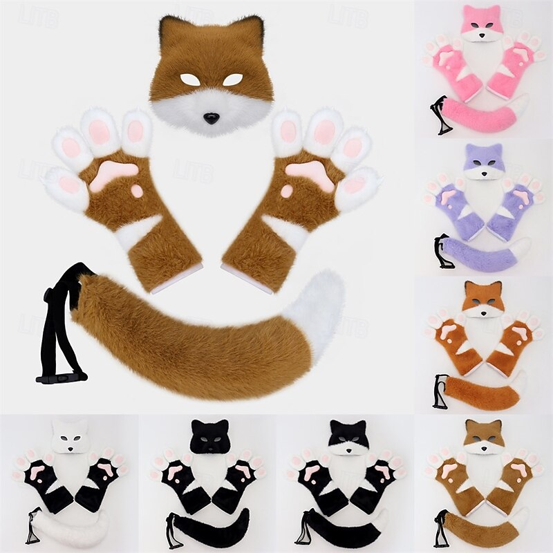 Half Face Fox Mask with Fur – Realistic Animal Mask for Masquerade Ball, Halloween, Cosplay, Party, and Stage Performance2