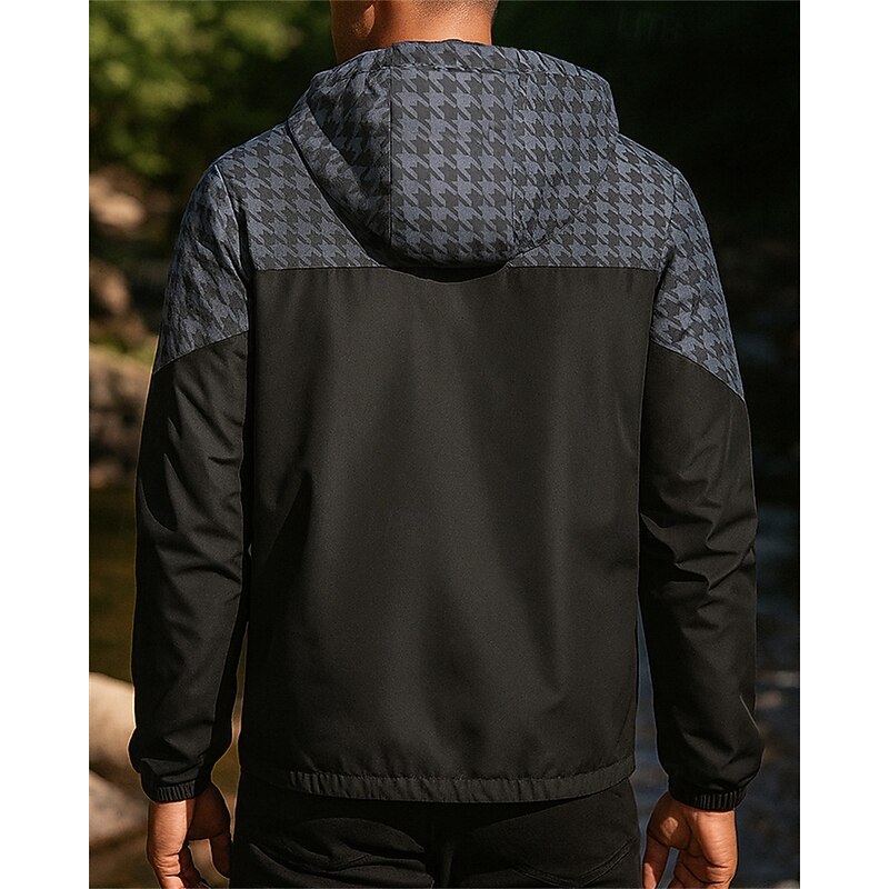 Men's Windbreaker Softshell Jacket Hiking Jacket Outdoor Windproof Quick Dry Lightweight Breathable Hiking Outfits Hiking Clothes Spring Autumn / Fall Jacket Climbing Tennis Running Patchwork Black2