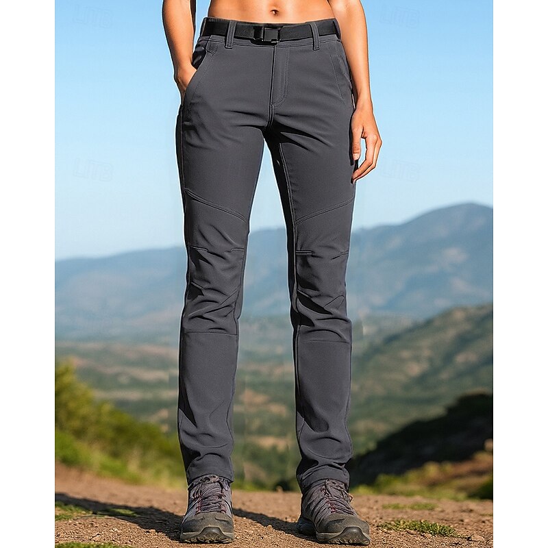 Women's Hiking Pants Trousers Hiking Rain Pants Fleece Pants Outdoor Regular Fit Thermal Waterproof Windproof Bottoms Pocket Black Purple Camping / Hiking Running S M L XL XXL4