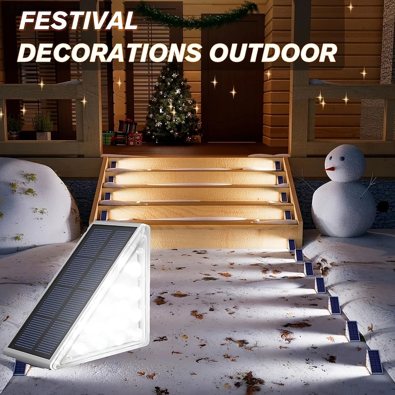 2/4 Pcs Outdoor Solar Step Lights 13LEDs Solar Stair Lights IP65 Waterproof Solar Garden Lights for Porch Steps Stairs Patio Front Door Walkway Deck Lighting Decoration for Halloween4