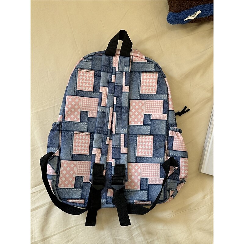 Vintage Denim Patchwork Backpack – Trendy Blue School Bag for Teen Girls & Boys, Back to School & Daily Casual Use2