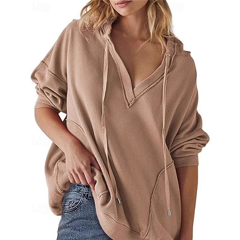 Women's Pullover Hoodie Sweatshirt Hoodies Plain Streetwear Casual Long Sleeve Hooded Regular Tops Street Holiday Black Red Green Khaki Dark Blue Fall