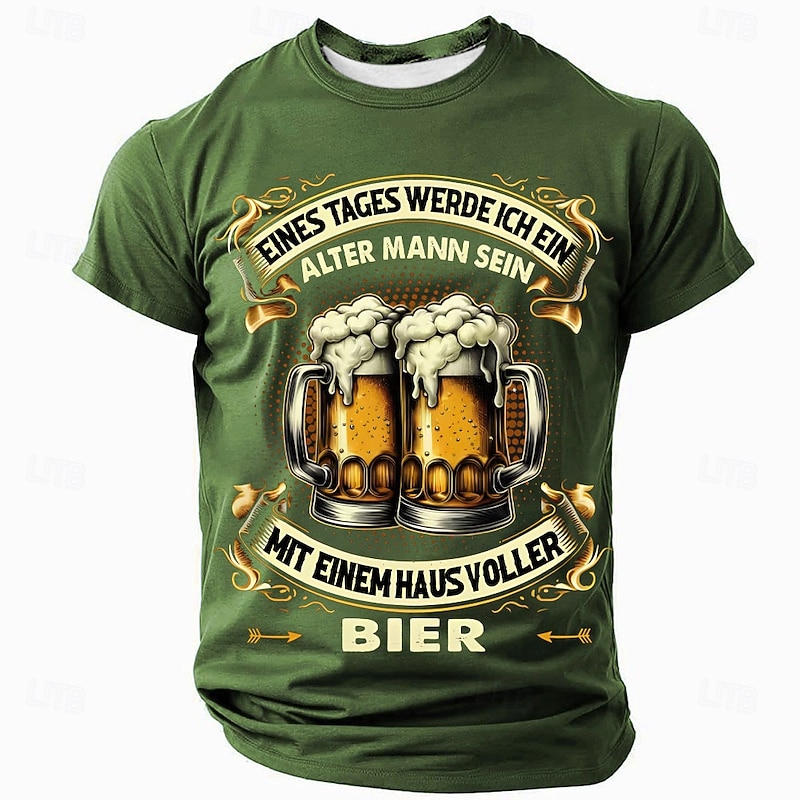 Mens Beer T-Shirt Funny Graphic Short Sleeve - One Day I'll Be An Old Man With A House Full of Beer Quote2