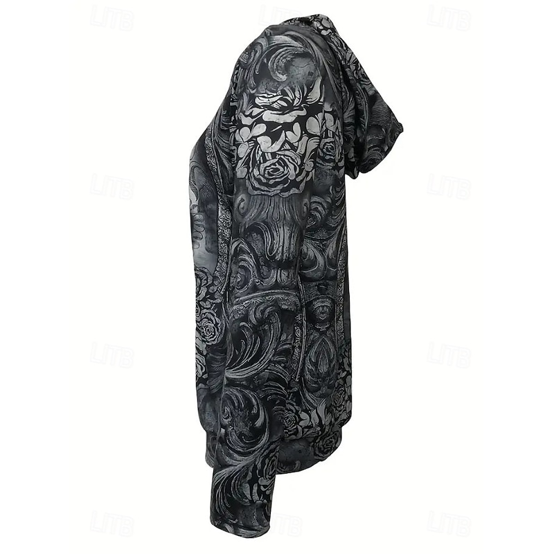 Halloween Women's Pullover Hoodie Sweatshirt Skulls Graphic Warm Vintage Fashion Long Sleeve Hooded Regular Tops Street Dailywear Casual Print Black Blue Summer Fall Winter2