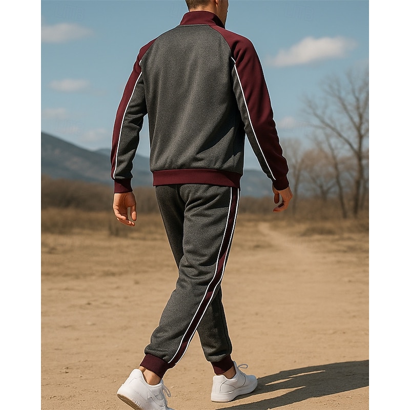 Men's Tracksuit Sweatpants Track Pants Pockets Full Zip Color Block Clothing Suit Fall Black Blue Fishing Hiking Running Sun Protection Windproof Lightweight Long Sleeve Sport Activewear Micro-elastic2