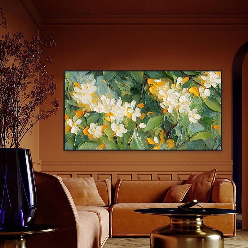 Handmade Oil Painting Canvas Wall Art Decoration Modern Abstract Thick Oil Flowers for Living Room Home Decor Stretched Frame Hanging Painting/Rolled Canvas (No Frame)3