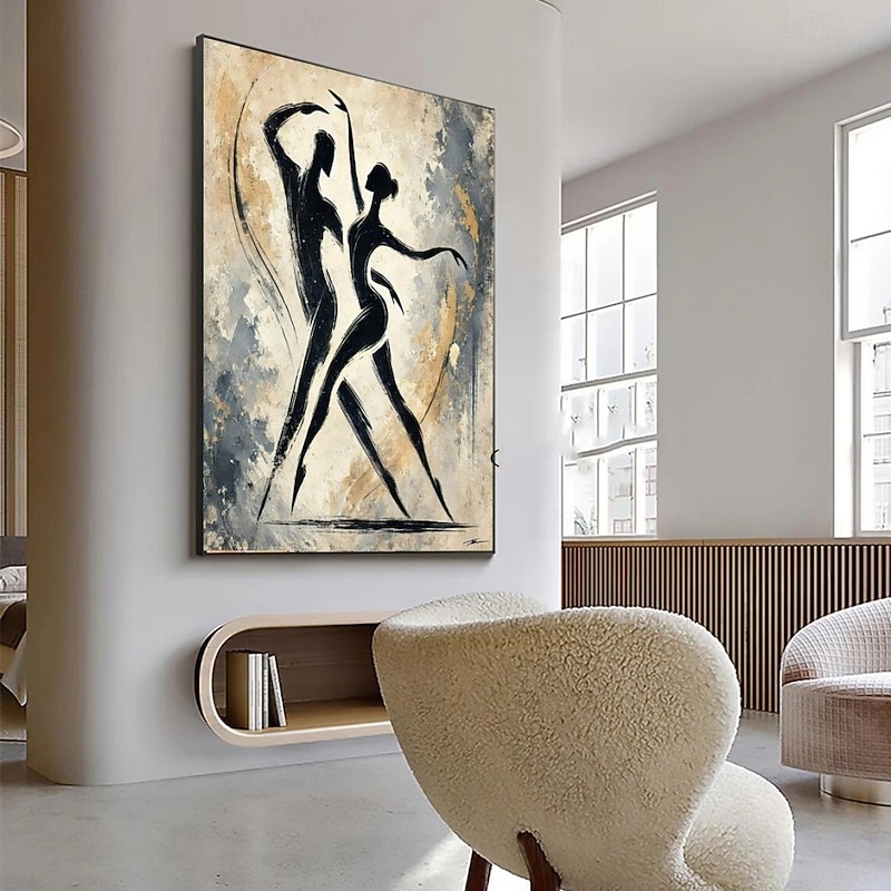 Handmade Oil Painting Canvas Wall Art Decoration Simple Abstract Dance Character for Home Decor Stretched Frame Hanging Painting/Rolled Frameless Unstretched Painting4