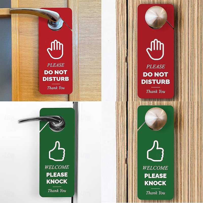 Do Not Disturb Door Hanger Sign - Double Sided Red and Green Please Do Not Disturb and Welcome Please Knock. Ideal for Office Home Clinic Dorm Online Class Video Call and Meeting Sessions2